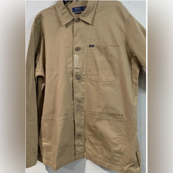 POLO Ralph Lauren Men’s Twill Utility Overshirt Chore Jacket Tan Beige NWT - Picture 5 of 11